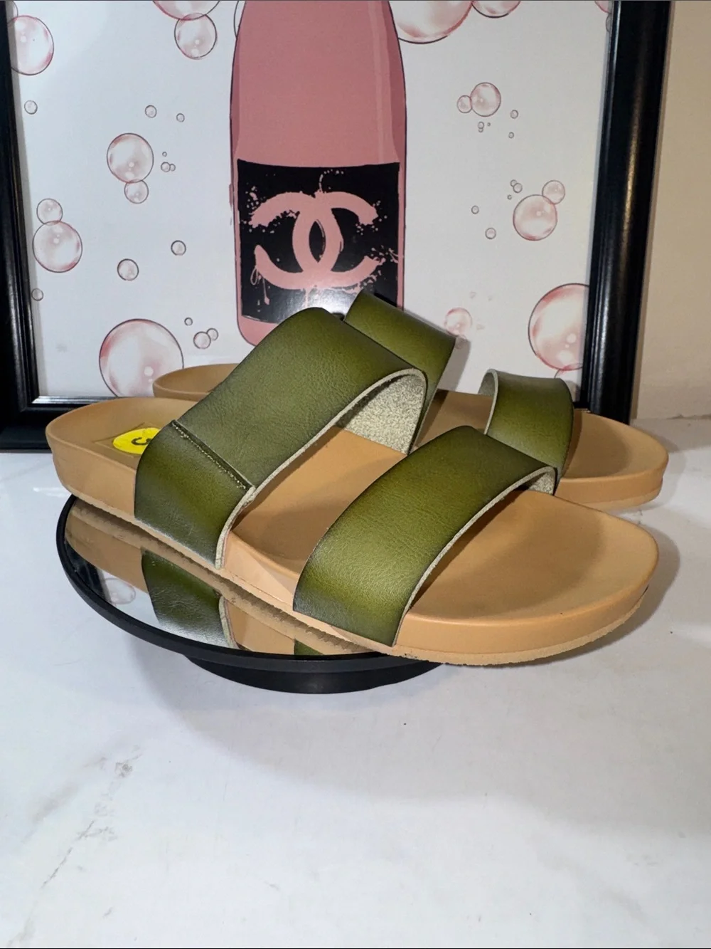 Reef Cushion Bounce Vista Olive Green Double-Strap Slide Sandals - Kids 5